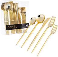 🍴 premium gold disposable plastic cutlery combo set - novelty modern flatware, 40 count, service for 8 logo