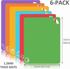 img 1 attached to 🔪 Bedoo Set of 6 Flexible Plastic Cutting Boards - Dishwasher Safe, Thick Chopping Mats with Color Icons for Kitchen