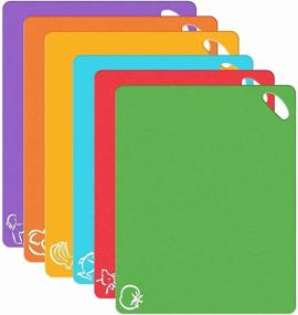 img 4 attached to 🔪 Bedoo Set of 6 Flexible Plastic Cutting Boards - Dishwasher Safe, Thick Chopping Mats with Color Icons for Kitchen