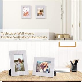 img 1 attached to 🖼️ DLQuarts 5x7 Rustic Farmhouse Picture Photo Frames: High Definition Glass Photo Display (Pack of 2) - Tabletop and Wall Mount Option - Washed White Finish