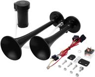 🚂 carfka air horn kit: 150db super loud train horns for trucks, boats, and cars with 120 psi air compressor - black, dual logo