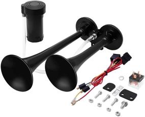 img 4 attached to 🚂 Carfka Air Horn Kit: 150dB Super Loud Train Horns for Trucks, Boats, and Cars with 120 PSI Air Compressor - Black, Dual