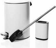 🚽 jfb home bathroom toilet brush and trash can combo – flexible tpr cleaning brush for scratch-free stain removal and debris disposal, matte white logo