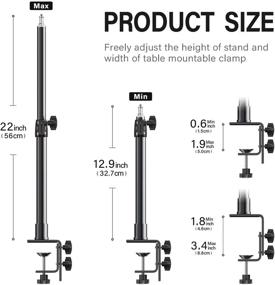 img 3 attached to 📸 Настольное крепление C-клемм для настольной камеры DSLR, кольцевого света, видеосвета, панельного света - Настольное крепление Nesortrii, 12.9-22 дюйма, алюминиевое крепление со сверлом 1/4".