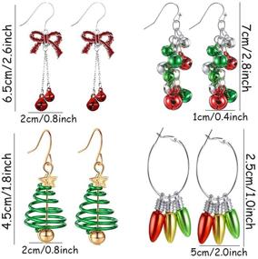 img 3 attached to 🎄 CSIYANJRY99 4-Pair Christmas Earrings Set - Red Bow Knot, Jingle Bell Bulbs, & Christmas Tree Dangle Drop Earrings for Women & Teen Girls - Xmas Earrings Bulk