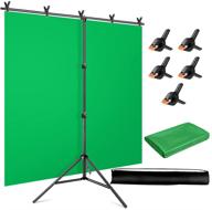 yayoya 5x6.5ft green screen backdrop kit with stand - photography background stand with chromakey green screen background, 5 backdrop clamps, ideal for photoshoots, televison, online meetings, zoom logo