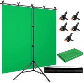 img 4 attached to YAYOYA 5x6.5ft Green Screen Backdrop Kit with Stand - Photography Background Stand with Chromakey Green Screen Background, 5 Backdrop Clamps, Ideal for Photoshoots, Televison, Online Meetings, Zoom