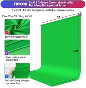 img 1 attached to YAYOYA 5x6.5ft Green Screen Backdrop Kit with Stand - Photography Background Stand with Chromakey Green Screen Background, 5 Backdrop Clamps, Ideal for Photoshoots, Televison, Online Meetings, Zoom