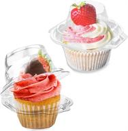 🧁 100 pack of lokqing plastic single cupcake boxes with attached airtight dome lid - individual cupcake containers логотип