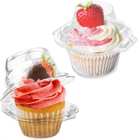 img 4 attached to 🧁 100 PACK of LOKQING Plastic Single Cupcake Boxes with Attached Airtight Dome Lid - Individual Cupcake Containers