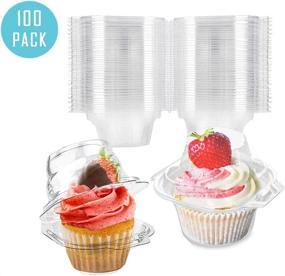 img 3 attached to 🧁 100 PACK of LOKQING Plastic Single Cupcake Boxes with Attached Airtight Dome Lid - Individual Cupcake Containers