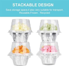 img 1 attached to 🧁 100 PACK of LOKQING Plastic Single Cupcake Boxes with Attached Airtight Dome Lid - Individual Cupcake Containers