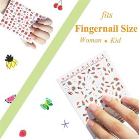 img 3 attached to 🌈 16 Large Sheets Nail Stickers: Self-Adhesive Nail Decals for Women, Kids, Teens & Little Girls – Nail Art Decoration with Flowers, Butterflies, Plants, Leaves, Fruits, Rainbow, Animals & More