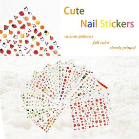 img 1 attached to 🌈 16 Large Sheets Nail Stickers: Self-Adhesive Nail Decals for Women, Kids, Teens & Little Girls – Nail Art Decoration with Flowers, Butterflies, Plants, Leaves, Fruits, Rainbow, Animals & More