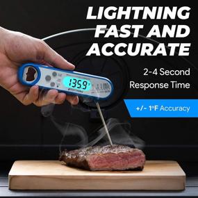 img 1 attached to 🔵 Alpha Grillers Waterproof Ultra Fast Meat Thermometer for Grill and Cooking. Instant Read Thermometer with Backlight & Calibration. Digital Food Probe for Kitchen, Outdoor Grilling and BBQ! Blue