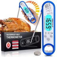 🔵 alpha grillers waterproof ultra fast meat thermometer for grill and cooking. instant read thermometer with backlight & calibration. digital food probe for kitchen, outdoor grilling and bbq! blue logo