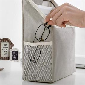 img 3 attached to 👜 3 PACK Wall Hanging Storage Bag Organizer - Over Door Hanging Closet Organizer with Adhesive Hook - Space Saver Bedside Diaper and Toiletry Organizer - Waterproof Portable Pocket Bag for Bathroom - Gray