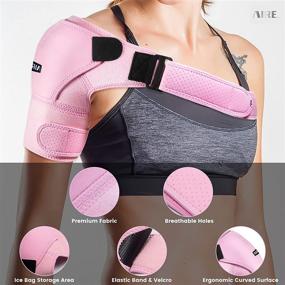 img 2 attached to 🤲 Adjustable Shoulder Brace for Women and Men - Recovery Support for Rotator Cuff, AC Joint Pain Relief, Shoulder Injuries - Perfect Fit Shoulder Compression Sleeve (One Size Regular)