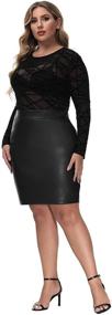 img 3 attached to 👗 Hanna Nikole Women's Plus Size Knee Length High Waisted Faux Leather Pencil Skirt with Zipper - Trendy Style for All Occasions!