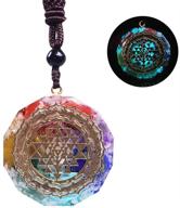 🌌 sacred geometry orgonite necklace with luminous sri yantra pendant - enhance chakra energy and meditation experience with this exquisite meditation jewelry logo