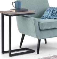 🏭 simplihome skyler rectangle industrial c side table: solid mango wood, metal frame, 18" wide, fully assembled - ideal for living room and bedroom décor logo