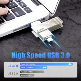 img 3 attached to 💻 Высокоемкостной USB-накопитель EAGET 256 ГБ типа C OTG USB 3.0 - Двойная USB-флешка C-типа для Android, смартфонов, MacBook, планшетов и компьютеров.