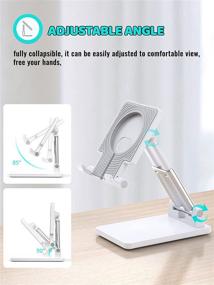 img 2 attached to 📱 QLL Height Adjustable Cell Phone Stand for MageSafe Charger - Fully Foldable Desktop Holder for Phone 13 12 Pro Max, iPad Mini Air Pro 12.9, Galaxy Tab (MageSafe Stand White)