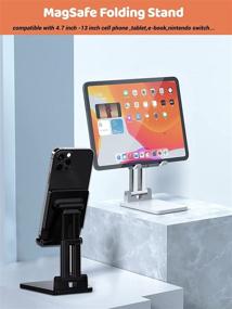 img 3 attached to 📱 QLL Height Adjustable Cell Phone Stand for MageSafe Charger - Fully Foldable Desktop Holder for Phone 13 12 Pro Max, iPad Mini Air Pro 12.9, Galaxy Tab (MageSafe Stand White)