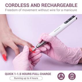img 3 attached to MelodySusie Professional Cordless Nail Drill: Portable Rechargeable Electric Efile Nail Machine with Bits and Sanding Bands for Acrylic Gel Nails, Manicure Pedicure Polishing - White