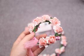 img 2 attached to Kercisbeauty Pink Floral Wreath Crown: Perfect Wedding Accessory for Flower Girls, Brides, and Prom Queens