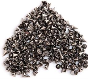 img 3 attached to 💀 Rubyca 100 Sets of 10MM Black Gunmetal Color Bullet Cone Spike Stud Metal Screw Backs - Ideal for DIY Leather-Craft Projects