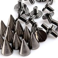💀 rubyca 100 sets of 10mm black gunmetal color bullet cone spike stud metal screw backs - ideal for diy leather-craft projects logo