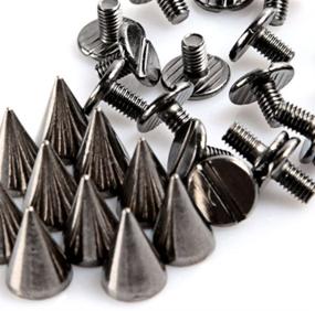 img 4 attached to 💀 Rubyca 100 Sets of 10MM Black Gunmetal Color Bullet Cone Spike Stud Metal Screw Backs - Ideal for DIY Leather-Craft Projects