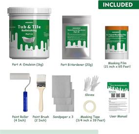 img 3 attached to 🛀 NADAMOO DIY Tub and Tile Refinishing Kit - Repair, Restore, and Transform Your Sink and Bathtub - Porcelain Enamel, Acrylic, and Fiberglass - Semi-matte White Coating - Easy Pour-on Application - 1kg (Covers 8-10 sq.ft)
