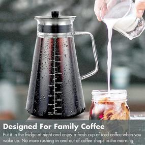 img 3 attached to ☕ Aquach Cold Brew Coffee Maker 51oz (1.5L) - Hand-Blown Glass Pitcher, Stainless Steel Filter, Airtight Lid - Perfect for Iced Coffee & Cold Brew Tea - Dishwasher Safe