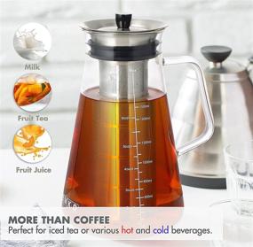 img 2 attached to ☕ Aquach Cold Brew Coffee Maker 51oz (1.5L) - Hand-Blown Glass Pitcher, Stainless Steel Filter, Airtight Lid - Perfect for Iced Coffee & Cold Brew Tea - Dishwasher Safe