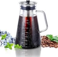 ☕ aquach cold brew coffee maker 51oz (1.5l) - hand-blown glass pitcher, stainless steel filter, airtight lid - perfect for iced coffee & cold brew tea - dishwasher safe logo