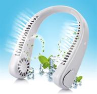 bbx lephsnt portable neck fan - bladeless & rechargeable - personal hanging neck fan - wearable & leafless design - headphone style - usb powered fan - 3 speeds (white) логотип