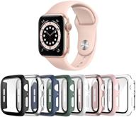 landhoo 8 pack case for apple watch series se/6/5/4 📱 40mm - tempered glass screen protector & full cover protective iwatch logo