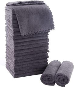 img 4 attached to 🌙 MOONQUEEN Ultra Soft Premium Washcloths - 12x12 inches - 24 Pack - Quick Drying & Highly Absorbent Coral Velvet Towels - Bath, Spa, Facial & Fingertip Towels - Grey (Buy Now!)