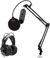optimized: yeti slate usb microphone bundle with knox studio stand, professional studio headphones, and pop filter - blue microphones (4 items) logo