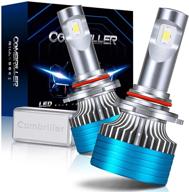 🔦 combriller 9005 led headlight bulbs 6500k xenon white: canbus and 16000lm per set with silent cooling fan! includes 9145/h10 led fog light bulbs. pack of 2. logo