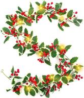 🎄 joyhalo 5.9ft christmas holly berry garland: perfect indoor/outdoor decoration for winter xmas holiday & new year логотип