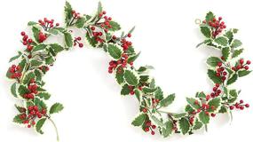 img 3 attached to 🎄 joyhalo 5.9ft Christmas Holly Berry Garland: Perfect Indoor/Outdoor Decoration for Winter Xmas Holiday & New Year