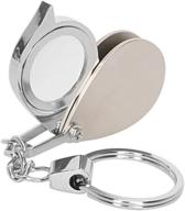 maxgoods 8x mini portable folding metal magnifier loupe keychain: a handy key ring magnifying eye glass lens logo