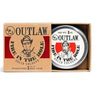 🔥 outlaw fire in the hole campfire solid cologne - explosively awesome scent with campfire, gunpowder, sagebrush, whiskey - pocket-sized tin for weekend camping - 1 oz. - men's or women's fragrance by outlaw logo