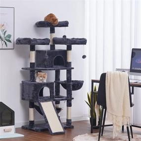 img 3 attached to 🐱 63'' Hey-Brother Multi-Level Cat Tree: King Cat Condo with Cozy Perches, Stable Cat Tower Pet Play House