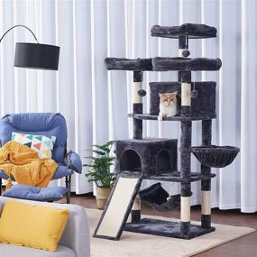 img 2 attached to 🐱 63'' Hey-Brother Multi-Level Cat Tree: King Cat Condo with Cozy Perches, Stable Cat Tower Pet Play House