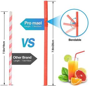 img 2 attached to 200 Пачка Биоразлагаемых Бумажных Соломинок - Гибкие Соломинки Оптом для Соков, Коктейлей, Смузи - Одноразовая и Экологически Чистая Соломинка для Дней Рождения, Свадеб и Вечеринок (5 Цветов)