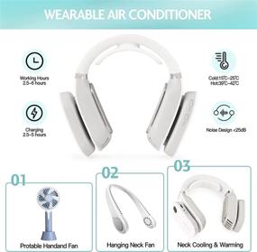 img 1 attached to 🌬️ Idefair Portable Neck Fan, Semiconductor Neck Cooler Air Conditioner Wearable Bladeless Cooling Fan Rechargeable for Travel, Home, Office, 6 Speeds, White